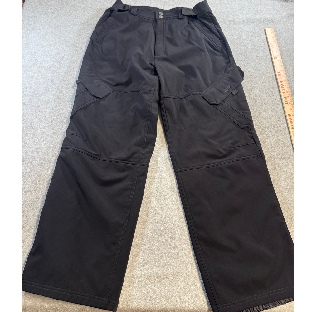 CB Sports Softshell Cargo Snow Pants Mens Large Black Excellent Fleece Lined